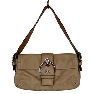 Coach Soho Small Flap Shoulder Bag Sand Silver Buckle Snap